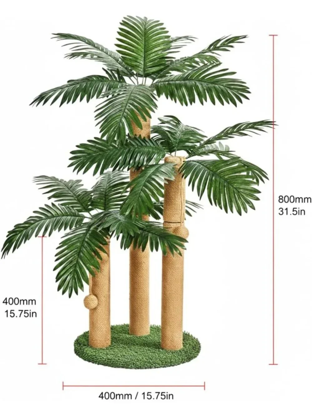 31.5-Inch Cat Scratching Post Tree with 3 Poles & 2 Dangling Balls for Indoor